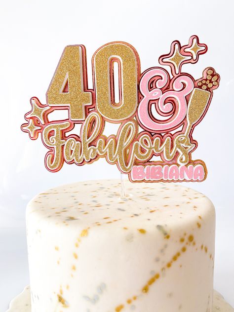 Fancy Cake Toppers, Elegant Cake Topper, 40th Birthday Cake Topper, Cake Toppers Birthday, Diy Cake Topper Birthday, Cricut Cake, 3d Cake Toppers, Birthday Cake Topper Printable, 40th Birthday Cakes