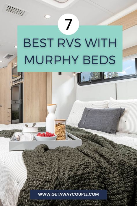 In search of a way to maximize the space in your RV? An RV Murphy bed may be the answer! Let's look at these 7 RVs with Murphy beds. 7 Best RVs With Murphy Beds Rv Murphy Bed Ideas, Rv Murphy Bed, Murphey Bed, Fulltime Rv Living, Two Couches, Rv Interior Design, Rv Floor Plans, Class A Motorhome, Camper Accessories