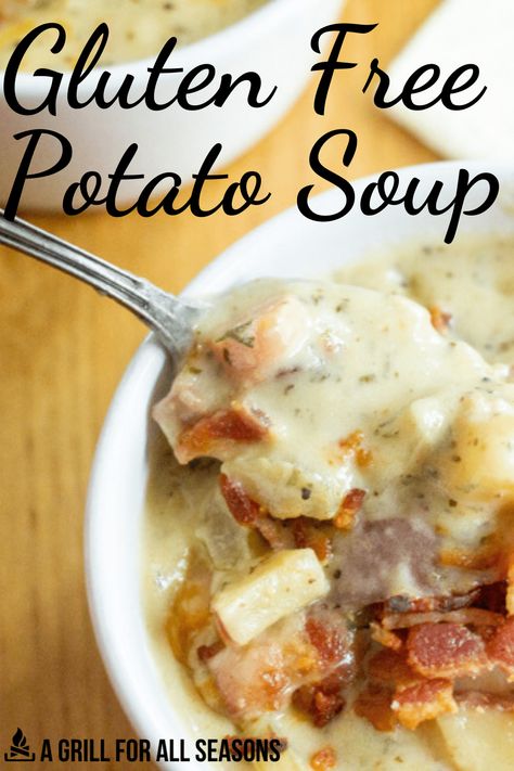 Soups With Red Potatoes, Gluten Free Cheesy Potato Soup, Gluten Free Loaded Potato Soup, Gluten Free Loaded Baked Potato Soup, Gf Potato Soup, Gluten Free Potato Soup Crockpot, Keto Potato Soup, Potato Soup Gluten Free, Gluten Free Potato Soup