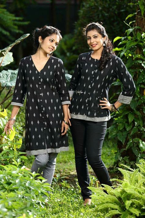 Black ikat seamstress Ikat Short Tops, Ikat Short Kurti, Ikat Tops For Jeans, Ikkat Short Tops For Jeans, Ikkat Tops For Jeans, Ikkat Tops, Short Tops For Jeans, Jeans Top Design, Cotton Tops For Jeans