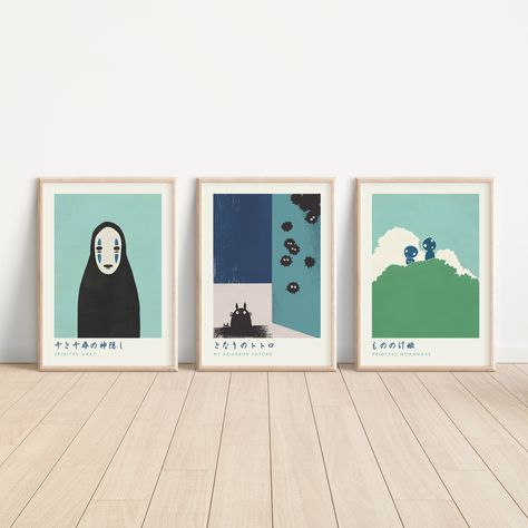 ✨BRING THE ENCHANTING WORLDS OF STUDIO GHIBLI INTO YOUR HOME WITH OUR EXCLUSIVE POSTER BUNDLE!✨ A digital collection of three beautifully crafted prints inspired by Mononoke Princess, Spirited Away, and Totoro. Perfect for creating a cohesive Studio Ghibli Décor, these prints capture the magic and essence of these timeless movies, making them a perfect addition to your home, nursery, or studio. 📷 THIS IS A DIGITAL PRODUCT; NO PHYSICAL ITEMS WILL BE SHIPPED. You have the flexibility to decide whether to print in the comfort of your own home or seek professional printing services. 🎉WELLCOME TO OUR ART PRINT STORE! 🎉  At Minim, we love art and technology. To create our designs, we use artificial intelligence and digital drawing tools. 🎨WHAT YOU GET🎨 3 designs with 4 JPG files each, at Hi Studio Ghibli Bedroom Decor, Studio Ghibli Poster Prints, Studio Ghibli Apartment Ideas, Totoro Room Decor, Studio Ghibli Prints, Studio Ghibli Room Decor, Ghibli Room Decor, Studio Ghibli Nursery, Studio Ghibli Bedroom