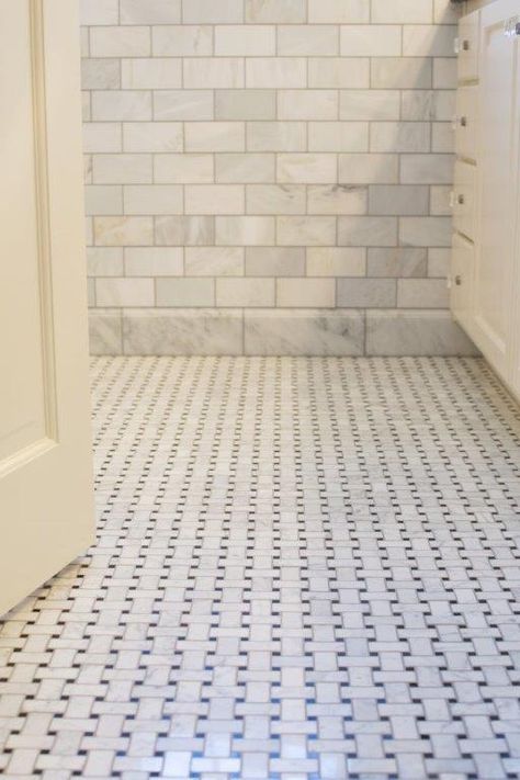 White and Black Basket Weave Bathroom Floor Tile Marble Subway Tile Bathroom Wall Tile Marble Subway Tile Bathroom, Basketweave Tile Bathroom, Subway Tile Bathroom Wall, Basketweave Tile, Subway Tile Bathroom, Marble Subway Tile, Black Marble Bathroom, Basket Weave Tile, Marble Bathroom Floor