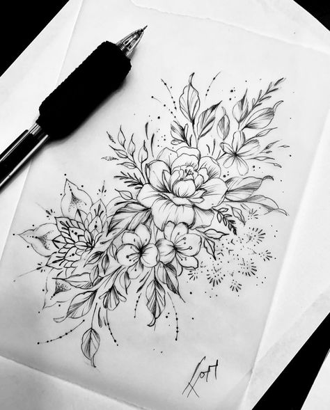 Floral Swirl Tattoo, Floral Mandala Back Tattoo, Bohemian Flower Tattoo, Crysamthmum Flower Tattoo Design, Half Sleeve Tattoos For Women Ideas, Floral And Mandala Tattoo Sleeve, Cluster Of Flowers Tattoo, Sun Floral Tattoo, Half Sleeve Floral Tattoos For Women