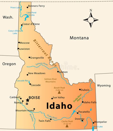 Idaho Map. Illustration of the map of the Great State of Idaho, USA. Featuring i , #sponsored, #Great, #State, #USA, #map, #Idaho #ad Idaho Map, Valley River, Nampa Idaho, Salmon River, Map Illustration, Mountain River, Idaho Falls, Coeur D'alene, Usa Map