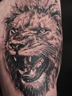 Lion Tattoo Sleeve, Geometric Tattoo Stencil, Lion Chest Tattoo, Roaring Lion Tattoo, Lion Shoulder Tattoo, Forearm Cover Up Tattoos, Big Cat Tattoo, Lion Tattoo Sleeves, Mens Lion Tattoo