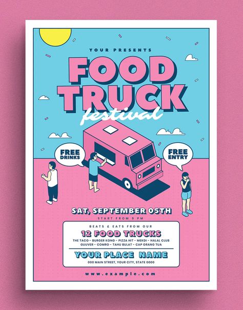 Multimedia Poster, Food Truck Poster, College Ads, Poster For Event, Marketing Poster Design, School Event Poster, Event Poster Inspiration, Event Advertisement, Food Truck Events