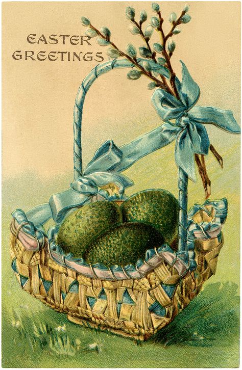 7 Easter Basket Images! - The Graphics Fairy Magdiel Lopez, Old Book Art, Vintage Easter Baskets, Easter Craft Projects, Easter Wall Art, Vintage Easter Cards, Easter Egg Basket, The Graphics Fairy, Easter Postcards