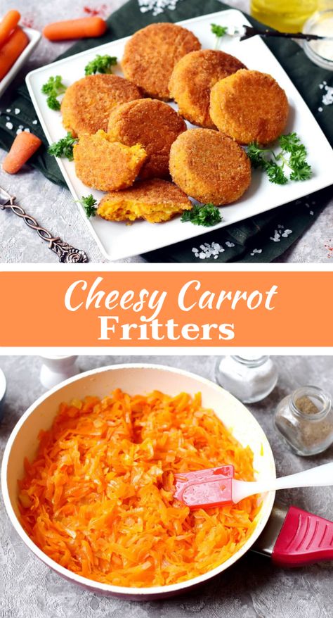 Carrot Fritters Recipe, Carrots Fritters, Boiled Carrots, Carrot Fritters, Carrot Cream, Finger Foods Easy, Fritter Recipes, Vegan Meal Prep, Vegan Meal