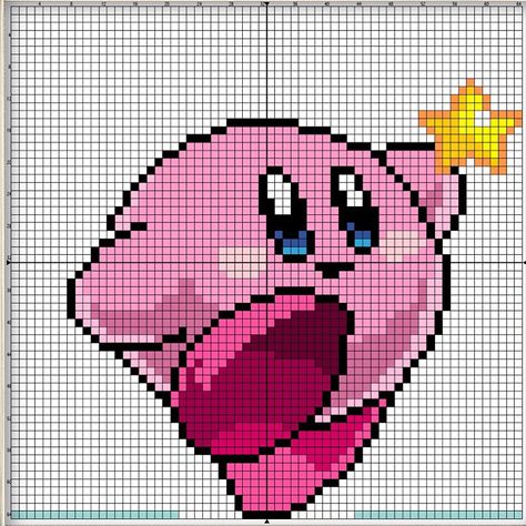 Kirby Pixel Art 32x32, Kirby Cross Stitch Pattern, Kirby Pixel Art Grid, Perler Kirby, Kirby Perler Bead Patterns, Pixel Kirby, Pixel Art Kirby, Kirby Perler Beads, Kirby Cross Stitch