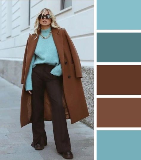 Best Color Combinations Outfits Womens Fashion, Best Colour Combinations Clothes, Colors To Wear With Brown, Brown Color Combinations Outfits, Color Outfit Combinations, Colour Combinations Clothes, Outfit Color Palette, Blue And Brown Outfit, Outfit Color Combinations