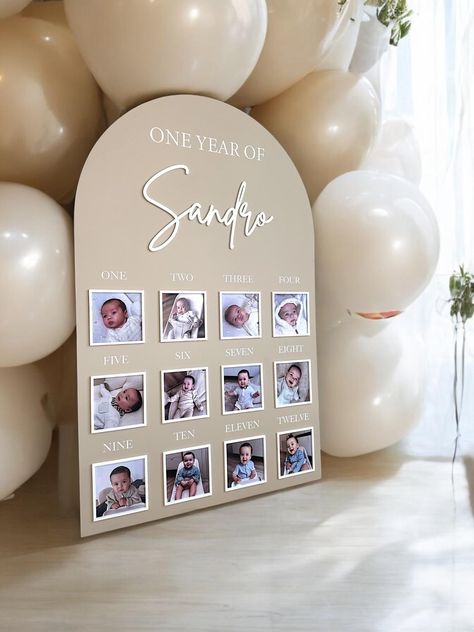 Happy Birthday Decoration 1 Year, One Year Old Birthday Photo Wall, A Year Of You First Birthday, Photo Booth For 1st Birthday Party, 1st Birthday 12 Months Of Pictures, Birthday Decor 1 Year, 1st Year Photo Board, 1 Year Decoration First Birthdays, One Year Picture Board