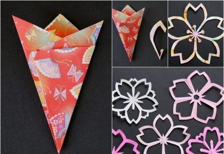 DIY Sakura Kirigami Paper Flowers Christmas Door Design, Christmas Tree Paper Craft, Christmas Wrapping Diy, Thanksgiving Crafts For Toddlers, Paper Flower Wall Art, Winter Diy Crafts, Origami And Kirigami, Origami Patterns, Paper Flower Crafts