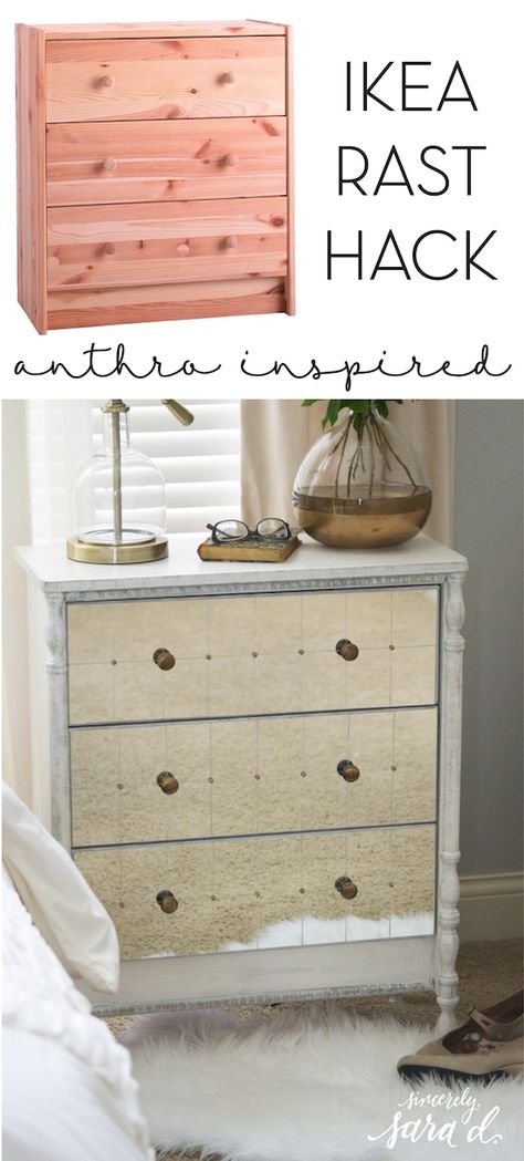 Turned Leg Mirrored IKEA Rast Chest Hack Rast Dresser Hack, Rast Dresser, Ikea Rast Dresser, Dresser Hack, Ikea Rast Hack, Diy Hanging Shelves, Wine Bottle Diy Crafts, Floating Shelves Diy, Mason Jar Crafts Diy