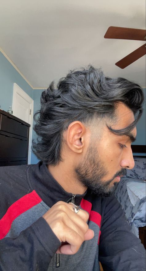 Modern Mullet Fade Mens, Mullet With Tapered Sides, Modern Muller Men, Mullet Hairstyle Mens With Beard, Short Wavy Mullet Mens, Modern Mullet With Fade, Tapered Mullet Men Wavy, Men Hair Mullet, Modern Mullet With Beard