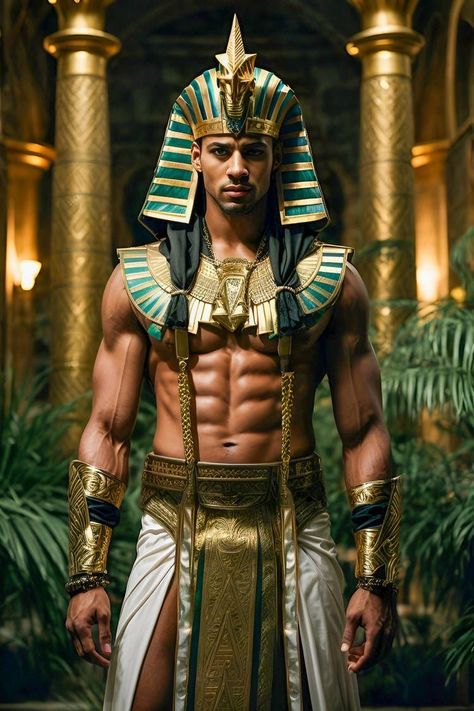 Fantasy Pharaoh Art, Ancient Egyptian Warrior, Nefertiti Art, Greek Outfit, Ancient Egyptian Clothing, Egyptian Halloween, Egyptian Hairstyles, Egyptian Warrior, Egyptian Men