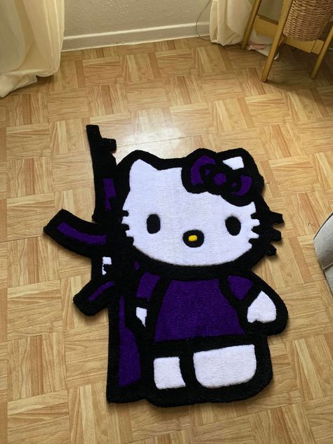 Tufting Rugs Ideas, High Hello Kitty, Hello Kitty Rug, Anime Pc, Y2k Designs, Tufting Rugs, Hello Kitty Room Decor, Strawberry Soda, Rugs Ideas