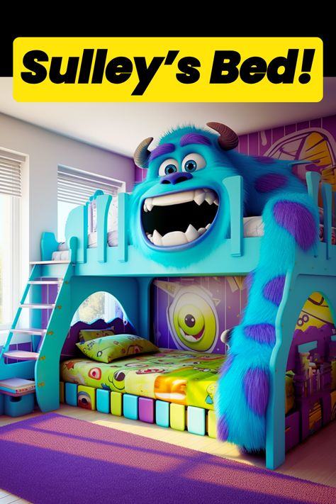 Bring the enchanting world of Sully into your bedroom with our Monster Inc-themed beds! 🛏️✨ Crafted with love and Sully's iconic charm, these beds are a dream come true for any Monsters Inc fan. Transform your space into a cozy haven filled with whimsy and imagination. 💙💚 #SullyBedroom #MonstersIncMagic #DreamyDecor #KidsRoomIdeas #BedroomInspiration Monsters Inc Bedroom, Monsters Inc Room, Monsters Inc Movie, Monster Co, Mike And Sulley, Monster Inc, Toddler Boys Room, A Dream Come True, Monsters Inc