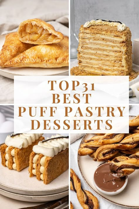 Top 31 Puff Pastry Desserts Flaky Pastry Recipe, Sweet Puff Pastry Recipes, Puff Pastry Recipes Dinner, Puff Pastry Cake, Puff Pastry Snacks, Sweet Puff Pastry, Easy Puff Pastry Recipe, Puff Pastry Recipes Dessert, Puff Dessert