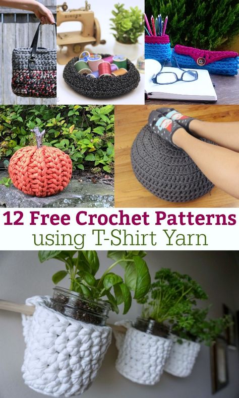 How To Make T Shirt Yarn, Tshirt Yarn Crochet Patterns Free, T Shirt Yarn Ideas, Fabric Yarn Projects, T-shirt Yarn, Shirt Yarn Projects, T Shirt Yarn Projects, Tshirt Yarn Projects, Recycling Textiles