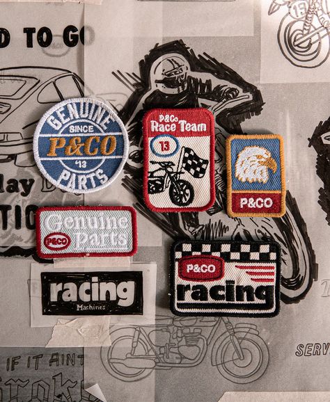 Vintage Racing Graphics, Retro Patches, Racing Patches, Hat With Patch, Patches Design, Patches Vintage, Racing Apparel, Embroidery Artwork, Gfx Design