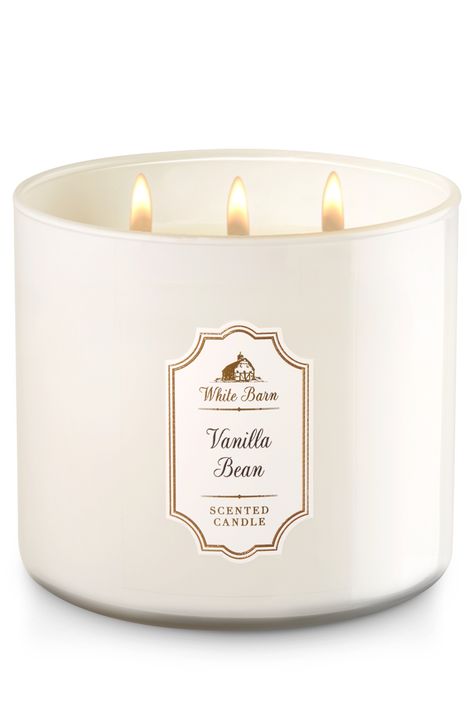 Vanilla Bean 3-Wick Candle - Home Fragrance 1037181 - Bath & Body Works Bath And Body Works Candles, Pretty Candles, White Barn Candle, Candle Bath, Candle Obsession, Bath N Body Works, Bath Body Works Candles, Vanilla Candle, Bath Candles