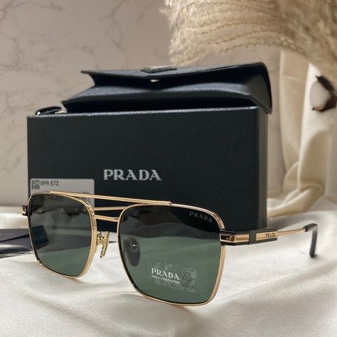 PRADA sunglasses Men’s Gold Grey Prada Sunglasses Mens, Prada Mens, Sunglasses Mens, Prada Sunglasses, Sunglasses Men, Prada Men, Mens Glasses, Mens Sunglasses, Prada