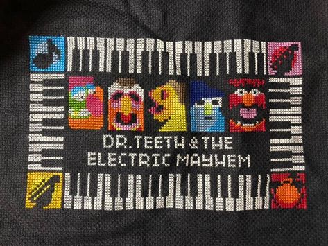 Muppets Cross Stitch Patterns, Muppets Pixel Art, Muppet Cross Stitch, Muppets Cross Stitch, Neon Cross Stitch, C2c Squares, The Electric Mayhem, Dr Teeth, Electric Mayhem