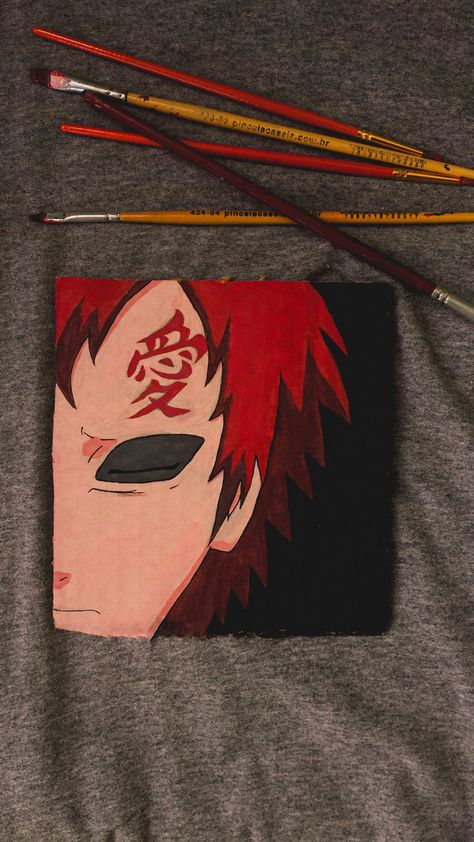 Naruto Acrylic Painting Easy, Gaara Painting, Anime Easy Painting Ideas, Naruto Painting Easy, Naruto Acrylic Painting, Naruto Canvas Painting, Naruto Canvas, Anime Canvas Painting, Naruto Painting