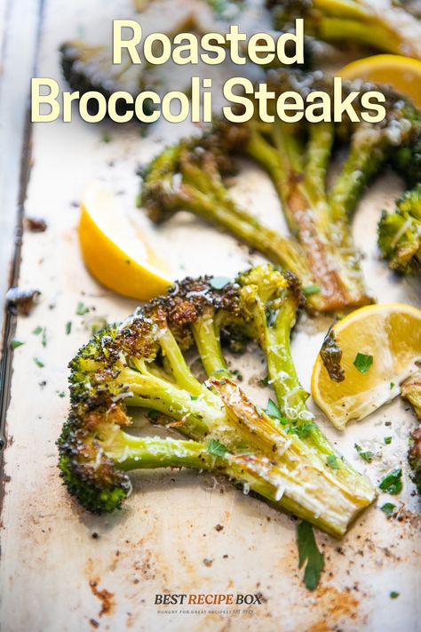 Broccoli Steaks Roasted, Broccoli Steak Recipes, Low Carb Roast, Roasting Broccoli In Oven, Broccoli Steak, Broccoli Steaks, Broccoli In The Oven, Best Roasted Broccoli, Roast Broccoli