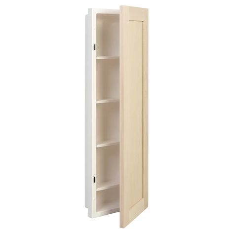 Alcott Hill Eben 12" W x 36" H Recessed Cabinet & Reviews | Wayfair Wood Medicine Cabinets, Recessed Cabinet, Narrow Cabinet, Recessed Medicine Cabinet, Wall Mounted Bathroom Cabinets, Bathroom Wall Cabinets, Wall Mounted Cabinet, Cabinet Shelving, Laundry Room Storage