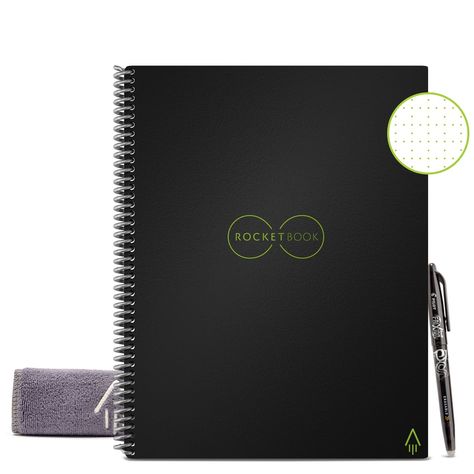 Rocketbook Core Smart Reusable Notebook Pilot Frixion Pens, Reusable Notebook, Frixion Pens, Pilot Frixion, Grid Notebook, Dot Grid Notebook, Handwritten Notes, Dot Grid, Digital Notebooks