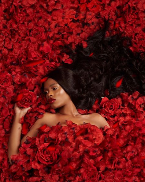 MΞSUS’s Instagram profile post: ““There’s a shade of red for every woman” Happy Valentine’s day🌹🌹 Photographer: @mesus.studios MUA: @idressfaces Hairstylist:…” Valentines Day Hair Shoot, Rose Petals Photoshoot, Valentine’s Day Hair Photoshoot, Mua Profile Picture, Valentine’s Day Photoshoot Black Women, Valentines Day Black Women, Red Roses Photoshoot Black Women, Valentines Day Photo Shoot Ideas Women, Valentines Day Studio Photoshoot