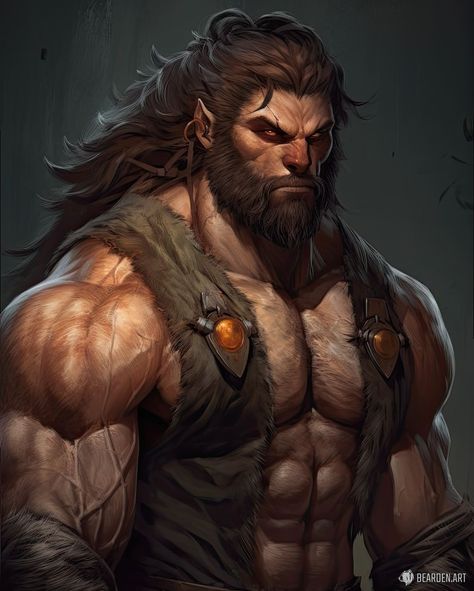 Werebear Art Character Design, D&d Shifter, Eberron Shifter, Orc Male Character Design, Shifter Barbarian, Dnd Barbarian Male, Buff Wizard, Barbarian Character Art, Shifter Dnd Male