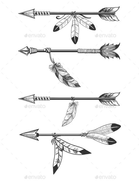 Arrows With Feathers And Beads Indian Arrow Tattoo, Feather Arrow Tattoo, Meaning Of Arrow Tattoo, Arrow Tattoos For Women, Indian Feather Tattoos, Arrow Tattoo Design, Native American Tattoos, Native Tattoos, Boho Arrow