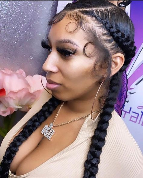 Braids On Real Hair, Suits Black Women, Braids Styles Ideas, Braids Styles For Black Women, Two Braids Style, Occasion Hairstyles, Styles For Black Women, French Braid Styles, Two French Braids