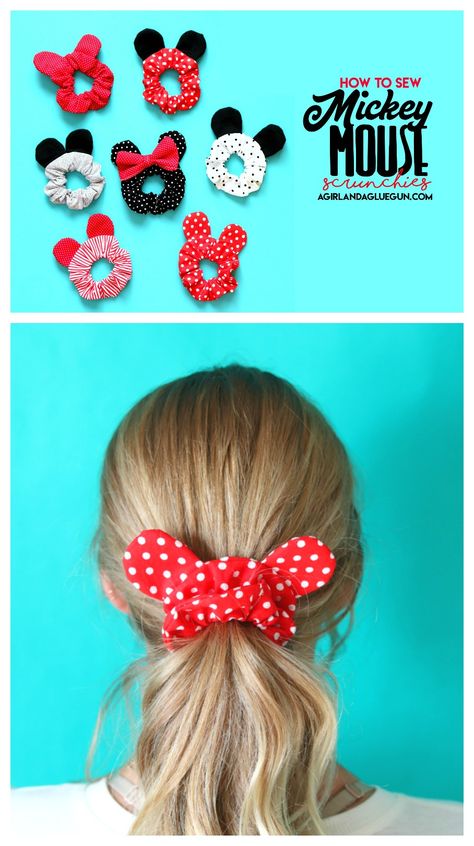 Minnie Mouse Hair, Mouse Hair, Diy Disney Ears, Disney Diy Crafts, Diy Mickey Ears, Disney Cute, Diy Hair Scrunchies, Scrunchies Diy, Diy Disney