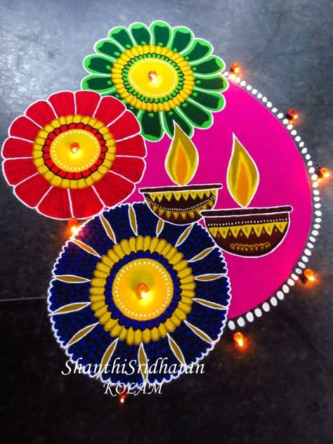 Beautiful Diya Rangoli Design for this #diwali2019 #rangoli #rangolidesigns Festival Tips, Happy Diwali Rangoli, Rangoli Designs For Diwali, Diwali Rangoli Designs, Rangoli Designs For Competition, Diya Rangoli, Very Easy Rangoli Designs, Rangoli Designs Simple Diwali, Rangoli Simple