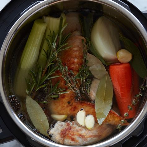 Instant Pot Turkey Stock by Food Network Kitchen Instant Pot Turkey Stock, Turkey Stock Recipe, Instant Pot Turkey, Thanksgiving Gravy, Stock Recipes, Turkey Broth, Bone Broth Recipe, Turkey Stock, Broth Recipes