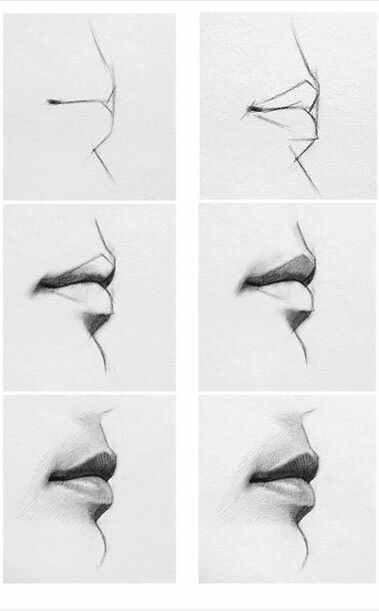 Drawing lips in profile Cuong Nguyen, Drawing Mouth, Draw Lips, Drawing Faces, Lips Drawing, Pencil Art Drawings, Art Instructions, Drawing Tutorials, Art Tutorial