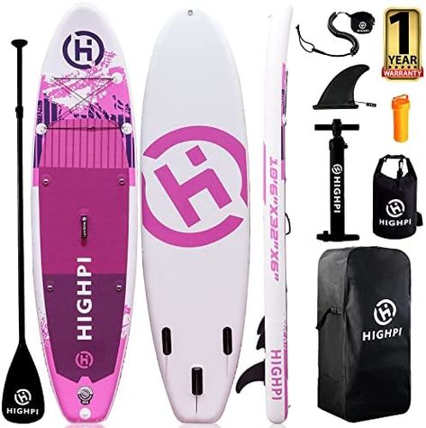 Highpi Inflatable Paddle Boards, 10'6''x32''x6'' SUP for Adults&Youth, Stand Up Paddle Boards with Accessories, Anti-Slip Deck, Stable Durable Lightweight, Suitable for Yoga Fishing Traveling, Boards - Amazon Canada Inflatable Sup, Sup Accessories, Inflatable Paddle Board, Waterproof Dry Bag, Sup Paddle, Stand Up Paddle Board, Paddle Boards, Hand Pump, Paddle Board