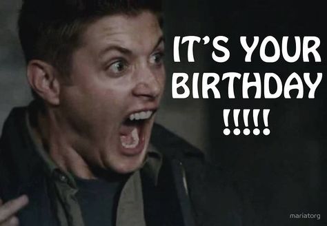 Happy Birthday Card with Dean Winchester ... lol ^_^ #Dean #Supernatural Yellow Fever #birthday meme Dean Winchester Birthday, Supernatural Happy Birthday, Happy Birthday Dean, Supernatural Birthday, Supernatural Party, Funny Happy Birthday Meme, Happy Birthday Meme, Supernatural Memes, Funny Happy Birthday