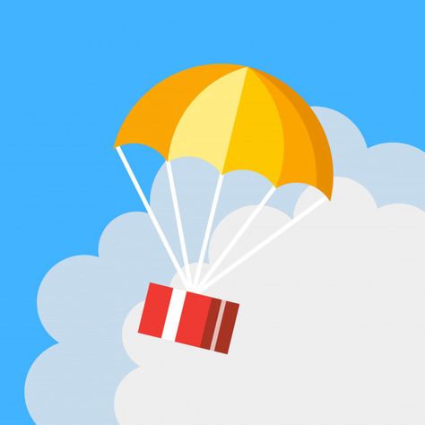 Parachute Illustration, Parachute Drawing, Birthday Icon, Gift Delivery, Cartoon Gift, Delivery Gifts, Drawing For Kids, Vector Icons, Vector Logo