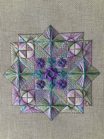 Stella Polaris by Carole Lake and Michael Boren (StitchPlay Designs) in Lexi's Blues colorway. Bargello Patterns, Bargello Needlepoint, Canvas Work, Needlepoint Tapestry, Hardanger Embroidery, Needlepoint Stitches, Beaded Cross Stitch, Needlepoint Designs, Needlework Embroidery