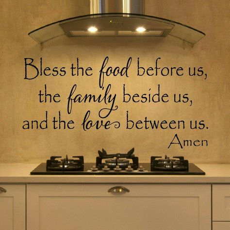 Bless The Food, Between Us, Decoration Inspiration, New Wall, Fixer Upper, Wall Quotes, Restaurant Design, Kitchen Wall, A Kitchen