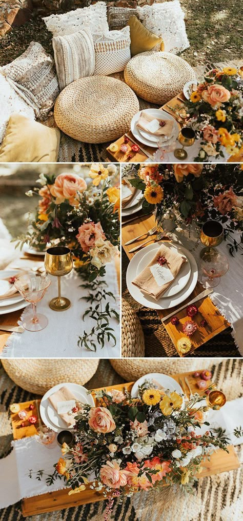 This San Diego Wedding Inspiration Has Us Feeling Summer With Its Fresh, Bold Color Palette and Laid Back Vibe Summer Wedding Vibes, Neutral Summer Wedding, Gold Summer Wedding, Orange Wedding Color Palette, Elegant Brunch, Boho Summer Wedding, Wedding Brunch Reception, Pillows Colorful, Terracotta Garden