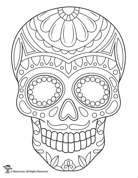 Sugar Skull Drawing, Skull Template, Skull Coloring, Skull Color, Den Mrtvých, Skull Coloring Pages, Skull Art Drawing, Candy Skulls, Free Adult Coloring Pages