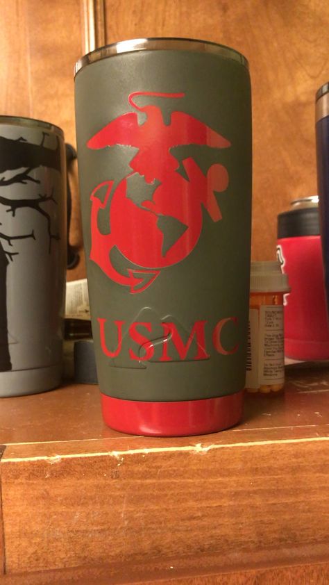 Usmc, Marine Corp ,military tumbler Marine Tumbler Ideas, Free Svg Files For Cricut Usmc, Usmc Tumbler Ideas, Veterans Tumblers, Flag Tumbler Cup, Usmc Mom, Custom Yeti, Yeti Tumbler, Semper Fi