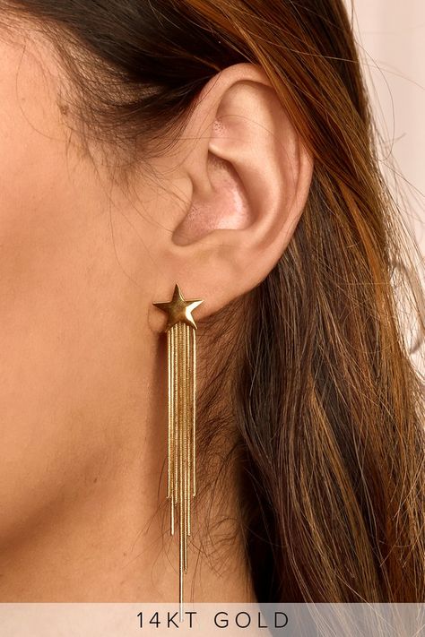 Bracha In The Moment - 14k Gold Earrings - Fringe Star Earrings #ad #Moment, #paid, #Bracha, #Gold, #Star Hair Chain Jewelry, Beaded Fringe Earrings, Gold Fringe, Multicolor Earrings, Classic Earrings, Earrings Cute, Lightweight Earrings, Jewelry Design Necklace, Beaded Fringe