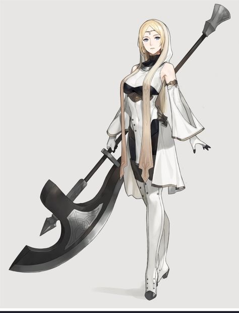 Detached Sleeves, Parted Bangs, Female Character Concept, Thigh Boots, Knight Art, Blonde Hair Blue Eyes, Modern Fantasy, Character Poses, Game Character Design