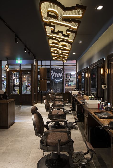 The Bearded Barber — Span Design Studio Modern Barber Shop, Barbershop Design Interior, Best Barber Shop, Barber Shop Interior, Barber Logo, Salon Suites Decor, Hair Salon Interior, Barbershop Design, Interior Ceiling Design